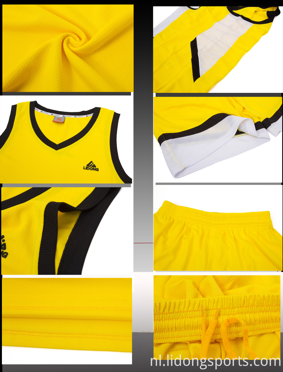 2021 Beste basketbal uniform ontwerp kleur zwart snel droge stof basketbal kleding